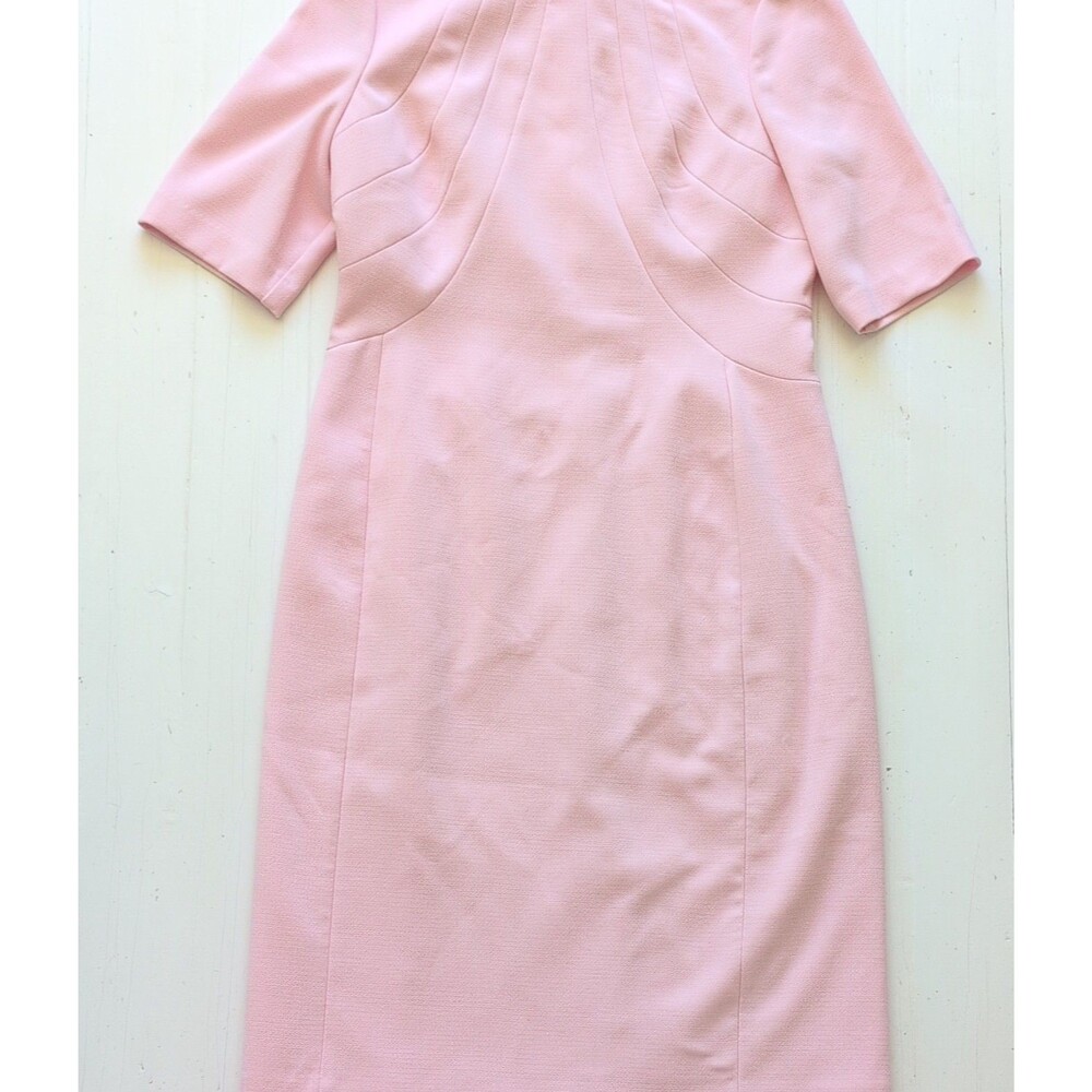 Eliza J Pink Solid Sheath Dress 3/4 Sleeve Rnd Neck Knee Length Zip Lined Sz 10 - Picture 2 of 12
